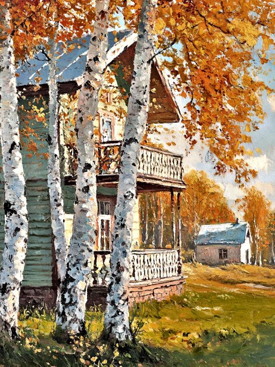 Алмазная мозаика без подрамника «Осень в деревне» 60x45 см