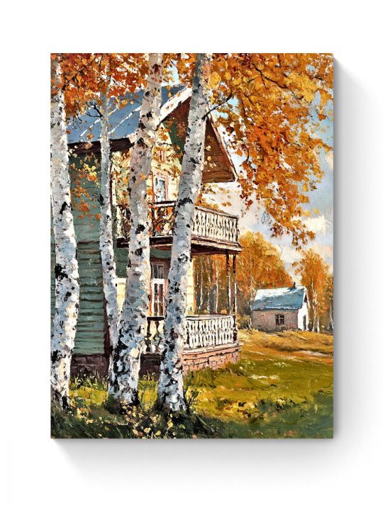 Алмазная мозаика на подрамнике «Осень в деревне» 40x30 см