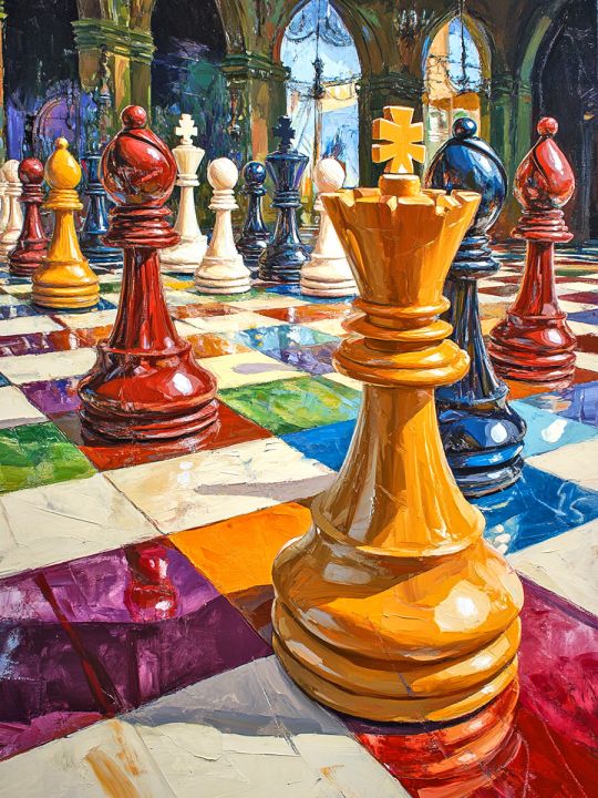 Алмазная мозаика без подрамника «Шахматы» 50x40 см
