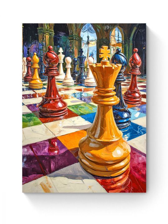 Алмазная мозаика на подрамнике «Шахматы» 40x30 см, 50 цветов