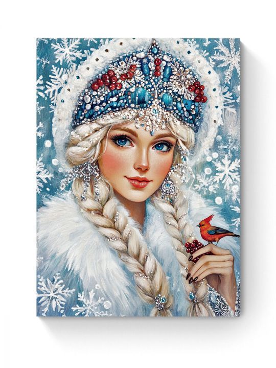 Алмазная мозаика на подрамнике «Снегурочка» 50x40 см