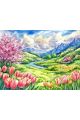 Алмазная мозаика без подрамника «Весна в долине» 80x60 см