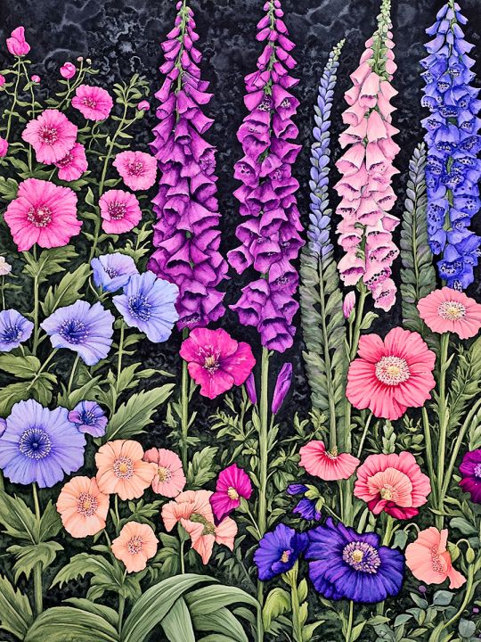 Алмазная мозаика без подрамника «Дивные цветы» 40x30 см