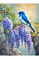 Алмазная мозаика без подрамника «Птичка и цветы» 80x60 см