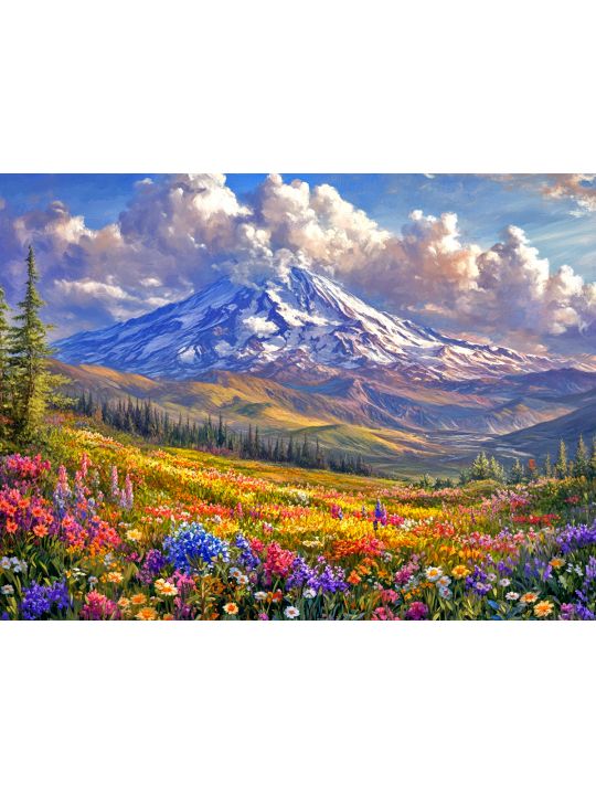 Алмазная мозаика без подрамника «Горный пейзаж» 80x60 см