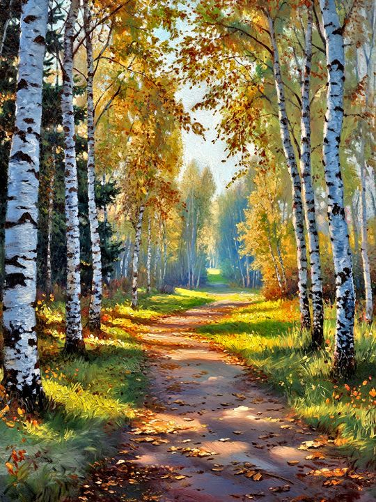 Алмазная мозаика без подрамника «Лесная дорожка» 60x45 см