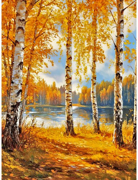 Алмазная мозаика без подрамника «Золотая осень» 35x25 см