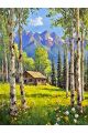 Алмазная мозаика без подрамника «Хижина в горах» 130x100 см