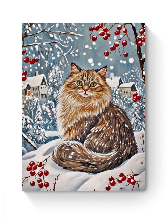 Алмазная мозаика на подрамнике «Зима в деревне» 50x40 см