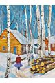 Алмазная мозаика без подрамника «Зима в деревне» 80x60 см