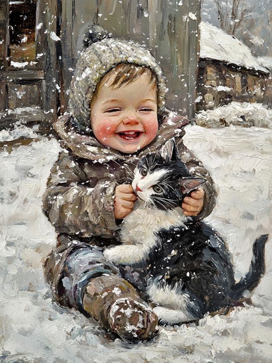 Алмазная мозаика без подрамника «Зима в деревне» 80x60 см