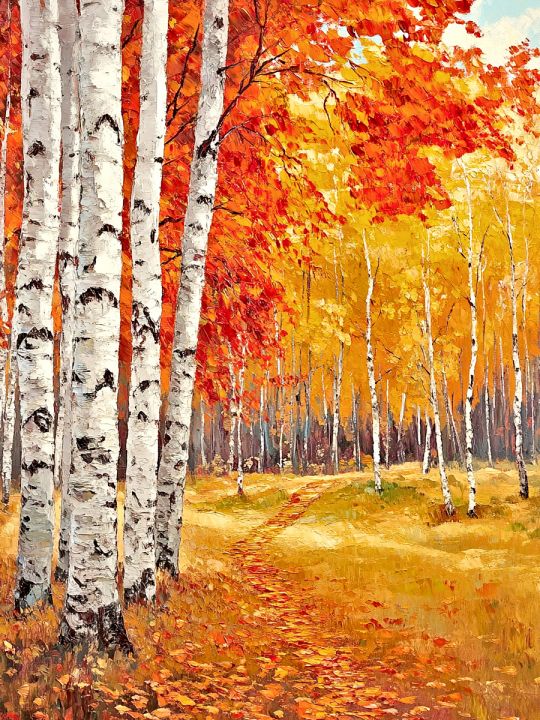 Алмазная мозаика без подрамника «Осенний лес» 50x40 см