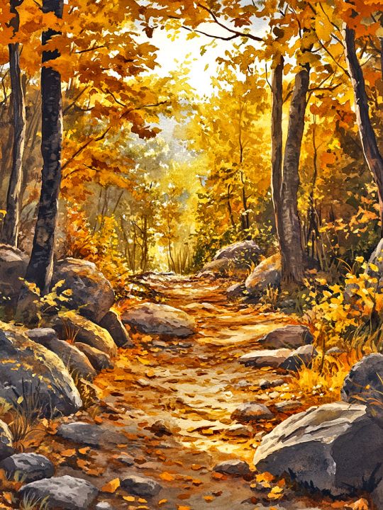 Алмазная мозаика без подрамника «Осенний лес» 50x40 см