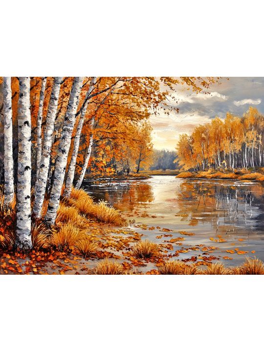 Алмазная мозаика без подрамника «Осенний лес» 35x25 см
