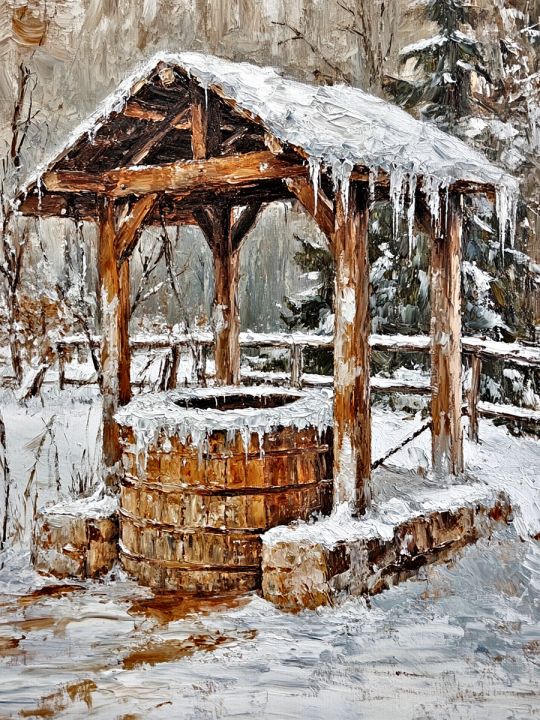 Алмазная мозаика без подрамника «Зима в деревне» 25x20 см