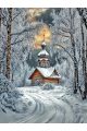 Алмазная мозаика без подрамника «Зима в деревне» 70x50 см