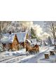Алмазная мозаика без подрамника «Зима в деревне» 40x30 см