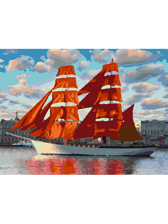 Картина по номерам без подрамника «Алые паруса» 40x30 см