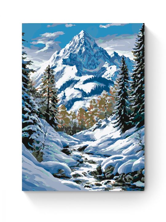 Картина по номерам на подрамнике «Зима в горах» 50x40 см