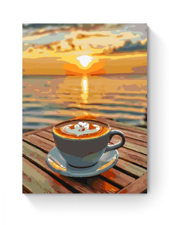 Картина по номерам на подрамнике «Кофе и море» 40x30 см