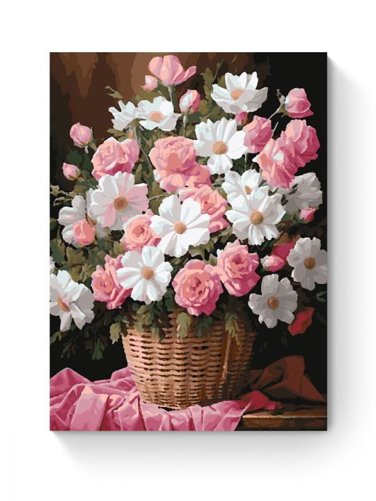 Картина по номерам на подрамнике «Цветы в корзине» 50x40 см