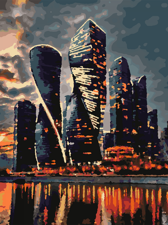 Картина по номерам без подрамника «Небоскрёбы» 40x30 см