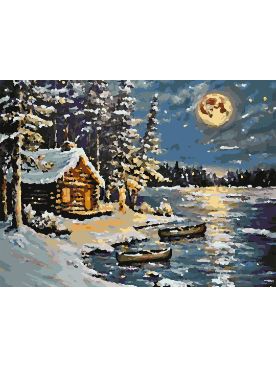 Картина по номерам без подрамника «Зимняя сторожка» 40x30 см