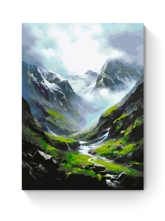 Картина по номерам на подрамнике «Горная долина» 50x40 см