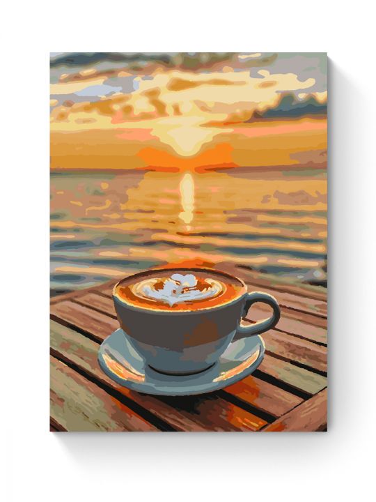 Картина по номерам на подрамнике «Кофе и море» 35x25 см