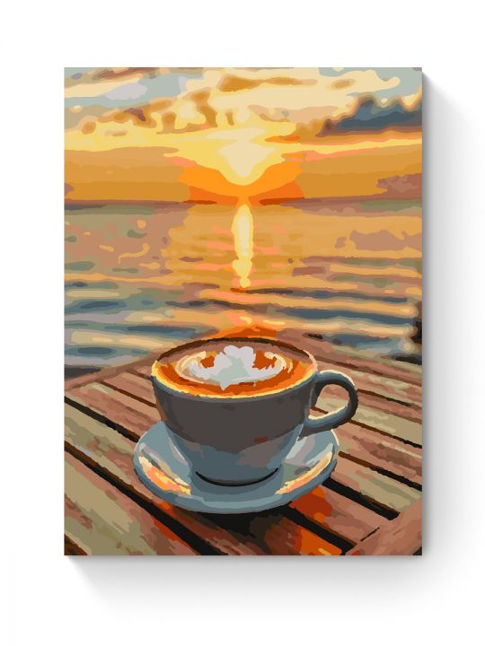 Картина по номерам на подрамнике «Кофе и море» 25x20 см