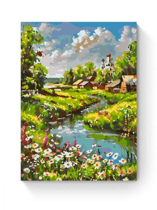Картина по номерам на подрамнике «Русская деревня» 50x40 см