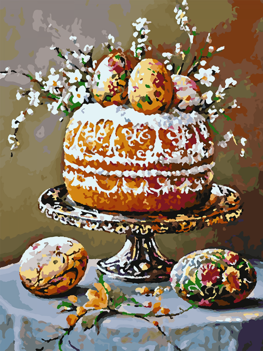 Картина по номерам без подрамника «Кулич к Пасхе» 50x40 см