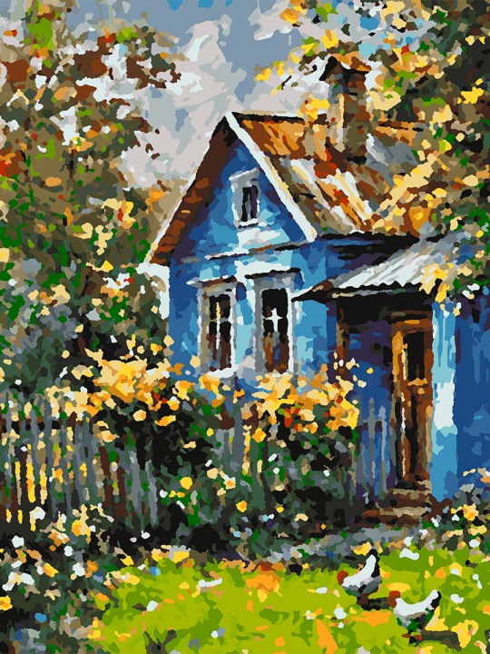 Картина по номерам без подрамника «Моя деревня» 50x40 см