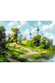 Картина по номерам на подрамнике «Храм у воды» 40x30 см