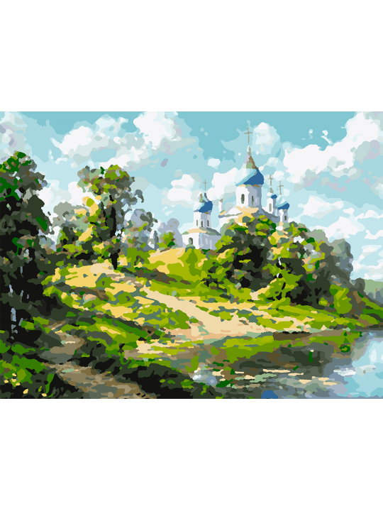 Картина по номерам без подрамника «Храм у воды» 40x30 см