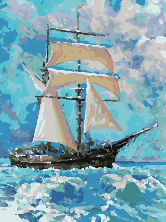Картина по номерам без подрамника «Парусник» 40x30 см