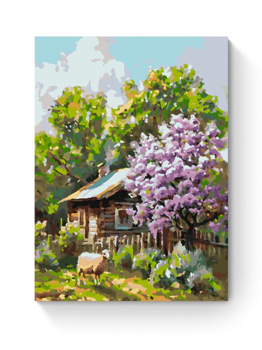 Картина по номерам на подрамнике «Дом в деревне» 40x30 см