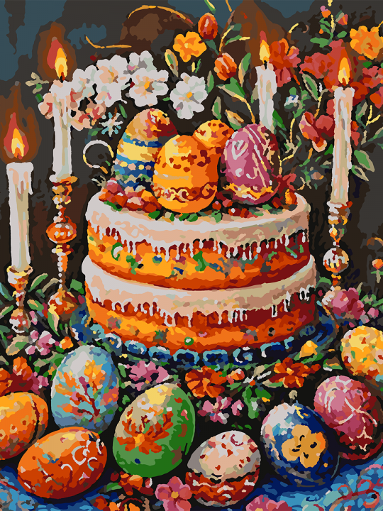 Картина по номерам без подрамника «Кулич к Пасхе» 50x40 см