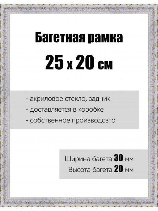 Рамка багетная для картин со стеклом 25 x 20 см, РБ-043