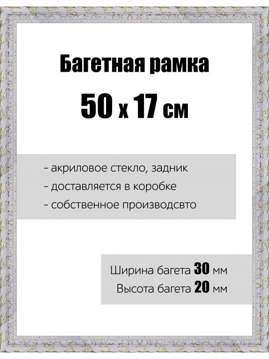 Рамка багетная для картин со стеклом 50 x 17 см, РБ-043