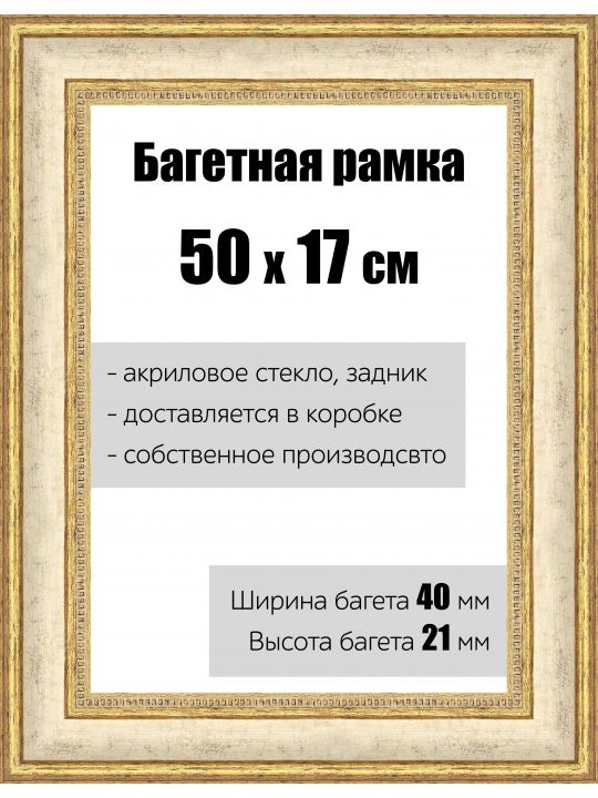 Рамка багетная для картин со стеклом 50 x 17 см, РБ-070