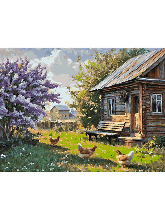 Картина по номерам без подрамника «Деревня» 90x70 см