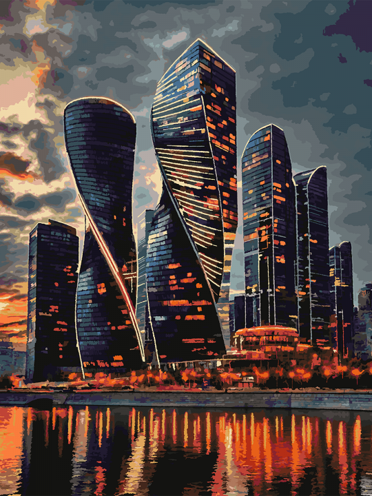 Картина по номерам без подрамника «Небоскрёбы» 130x100 см