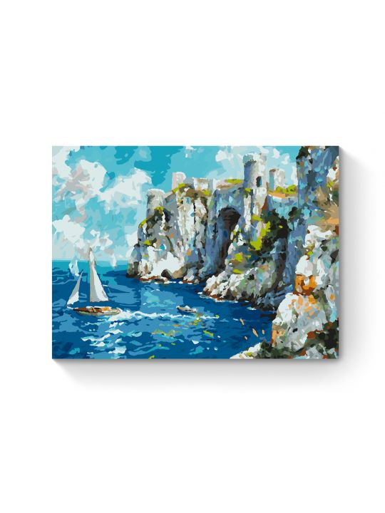 Картина по номерам на подрамнике «Замок у моря» 50x40 см