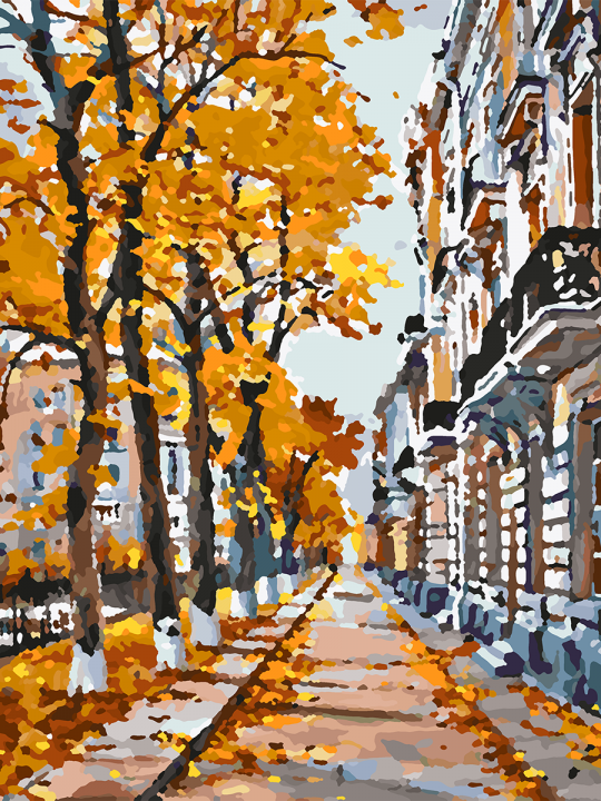 Картина по номерам без подрамника «Осенняя улица» 40x30 см