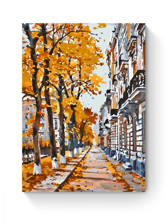 Картина по номерам на подрамнике «Осенняя улица» 50x40 см