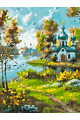 Картина по номерам без подрамника «Храм у реки» 40x30 см