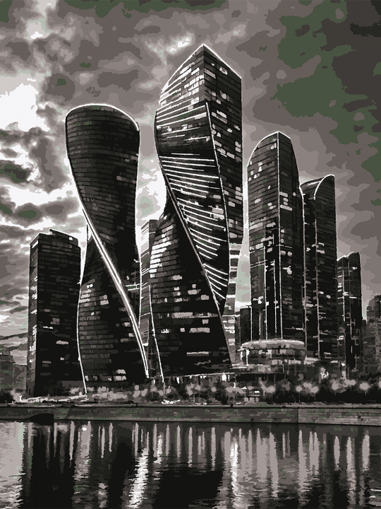 Картина по номерам без подрамника «Небоскрёбы» 130x100 см