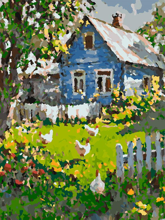Картина по номерам без подрамника «Деревенька» 40x30 см