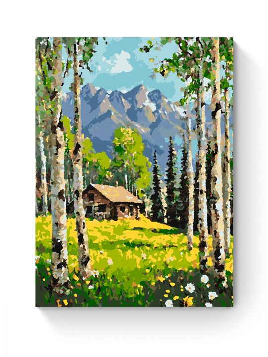 Картина по номерам на подрамнике «Домик в горах» 50x40 см